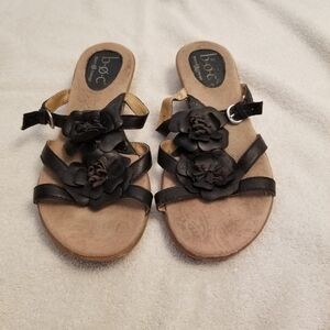 BOC Women's Black Shoes Strappy Sandals Thongs Flip Flops Flat Slide Size 8/39